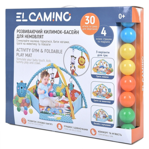 Дитячий килимок-басейн для немовляти EL Camino 2в1, іграшки, флажки, Color (ME 1171) — 22922 Дитячий килимок-басейн для немовляти EL Camino 2в1, іграшки, флажки, Color (ME 1171) — 22922