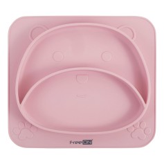 Силиконовая детская тарелка FreeON Bear розовая (39692)