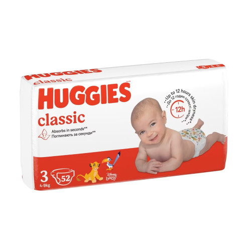 Підгузки Huggies Classic 3 (4-9 кг) 52 шт — 18602 Підгузки Huggies Classic 3 (4-9 кг) 52 шт — 18602