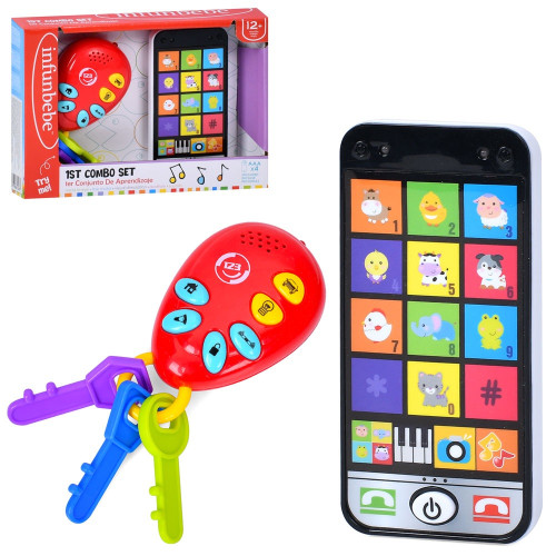 Іграшковий набір телефон та брелок з ключами Infunbebe музика, звуки тварин, світло, 2 кольори (LS010C-LS1010)