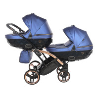 Коляска 2в1 для двойни Junama Fluo line Duo Slim синяя (J-Fl-DUOs-01)