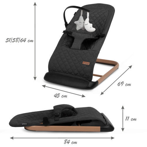 Дитяче крісло-гойдалка Kidwell Laro black-wooden (KLLB) — 22886 Дитяче крісло-гойдалка Kidwell Laro black-wooden (KLLB) — 22886