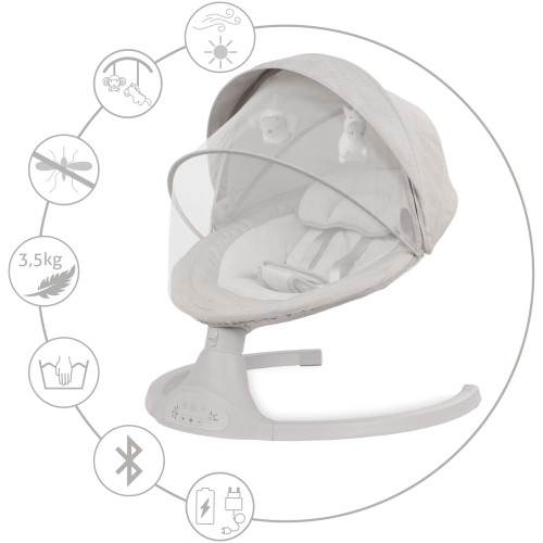 Дитяче крісло-гойдалка 2в1 Kidwell Luxi light melange (KLLM) — 22859