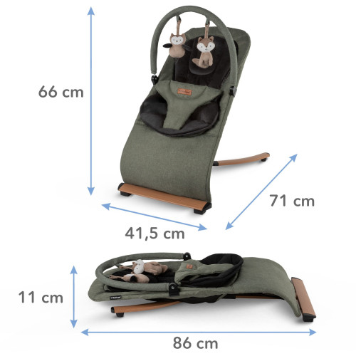 Дитячий шезлонг-гойдалка Kidwell Rubi Wooden green/black (KRGB/W) — 23415 Дитячий шезлонг-гойдалка Kidwell Rubi Wooden green/black (KRGB/W) — 23415