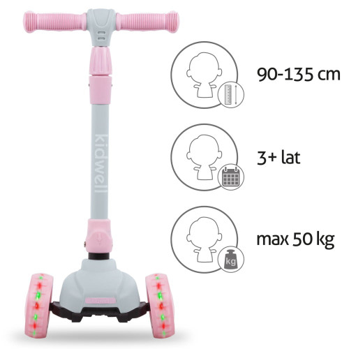 Дитячий триколісний самокат Kidwell Jax grey-pink (KJGP) — 22869 Дитячий триколісний самокат Kidwell Jax grey-pink (KJGP) — 22869