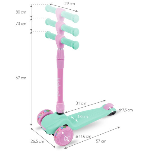 Дитячий триколісний самокат Kidwell Jax mint-pink (KJMP) — 22870