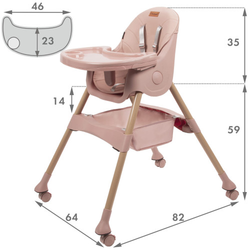 Дитячий стілець для годування Kidwell Karimi pink (KKPI) — 22830 Дитячий стілець для годування Kidwell Karimi pink (KKPI) — 22830