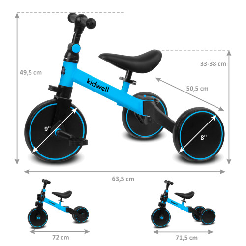 Дитячий велосипед 3в1 Kidwell Pico blue (KPPB) — 22857