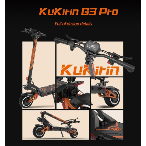 Електросамокат KuKirin G3 PRO Dual 2025 (1200×2 Вт; 23 А/год; 52 В), чорний — 22775