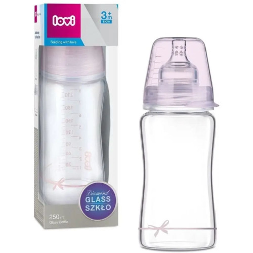 Пляшечка для годування скляна Lovi Diamond Glass Baby Shower girl, 250 мл (74/204girl) — 10093