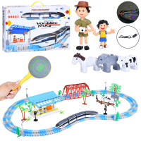 Игрушка железная дорога с фигурками, вагоны, USB зарядное, звук, свет, 92-92 см/50-122 см (22910)