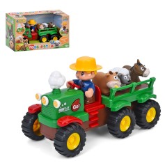 Детский трактор Limo Toy с прицепом, животное, музыка, звук, свет, ездит, 25,5 см (M 6303)