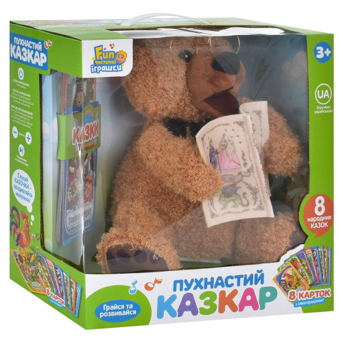 Інтерактивна м'яка іграшка Limo Toy Ведмедик-казкар, 8 карток, 2 кольори, 25 см (FT 0034) — 24797