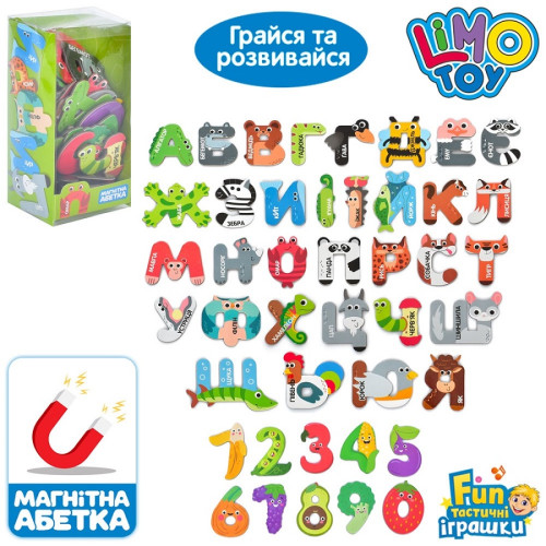 Магнитный набор Limo Toy буквы и цифры, названия животных, на украинском языке (FT 0051) — 22662