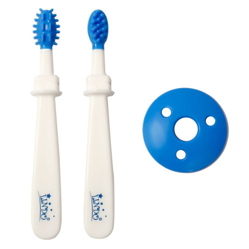 Детская щетка для зубов и десен Lindo голубая, 2 шт (Pk 072)