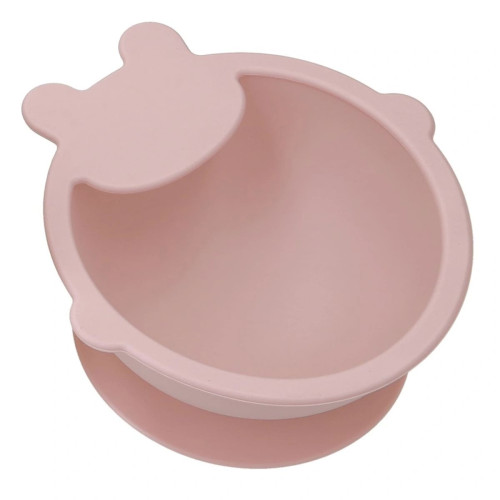 Дитяча миска Lindo силіконова на присосці, рожева (965-1)