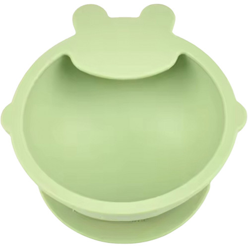 Дитяча миска Lindo силіконова на присосці, зелена (965-3)