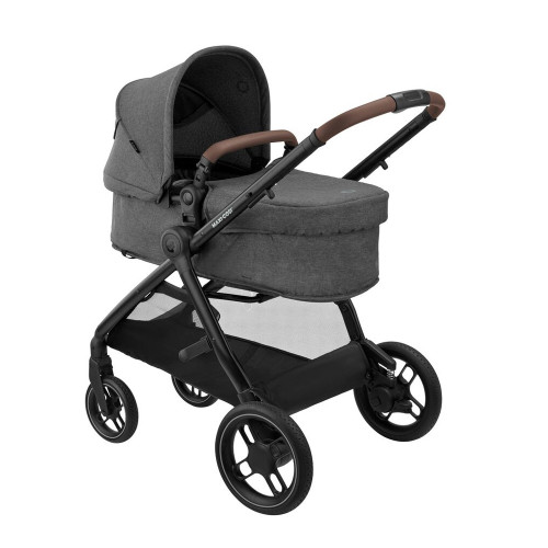 Коляска MAXI-COSI ZELIA S TRIO Dark Grey (Black Frame/Brown Leather + CabrioFix S i-Size + сумка) — 16160