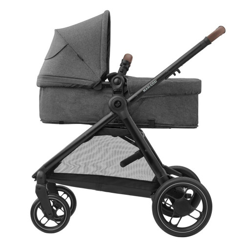 Коляска MAXI-COSI ZELIA S TRIO Dark Grey (Black Frame/Brown Leather + CabrioFix S i-Size + сумка) — 16160