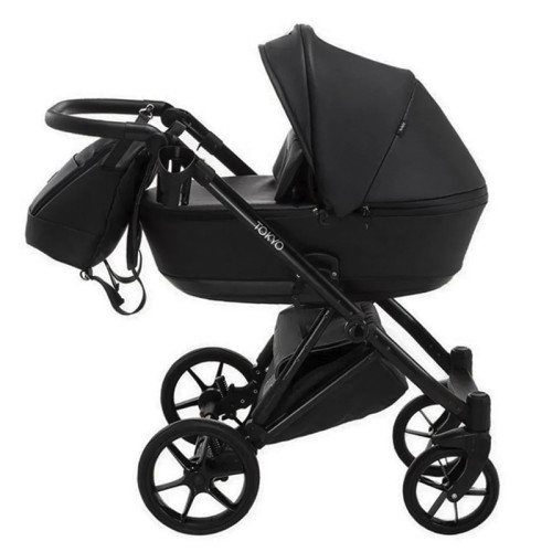 Коляска детская 2в1 из эко-кожи Mikrus Tokyo черная (MT 36) — 22794