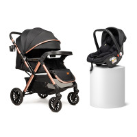 Прогулянкова коляска Ninos Maxi 2 з автолюлькою 0+, Black Gold