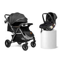 Прогулочная коляска Ninos Maxi 2 с автолюлькой 0+, Black Graphite