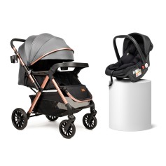Прогулянкова коляска Ninos Maxi 2 з автолюлькою 0+, Grey Gold