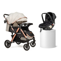 Прогулянкова коляска Ninos Maxi 2 з автолюлькою 0+, Light Grey Gold