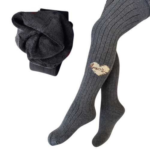 Дитячі утеплені колготи Pier Lone Amore на махрі, в рубчик, сірі (PV-1050)