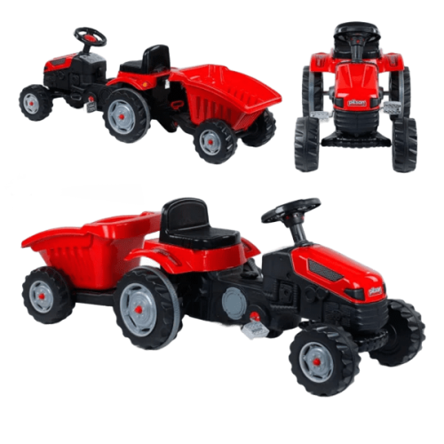 Педальный трактор с прицепом Pilsan 07-316 красный