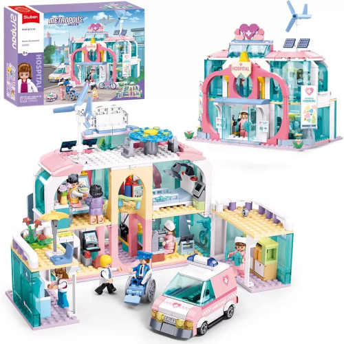 Дитячий конструктор Sluban Metropolis Міська лікарня мрії, машина, фігурки, 668 деталей (M38-B1216)