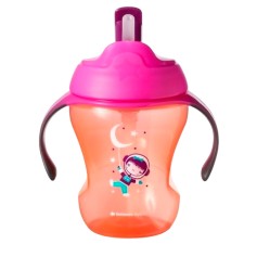 Поильник-непроливайка с трубочкой Tommee Tippee Easy Drink 230 мл, розовый, 7м+ (470140)
