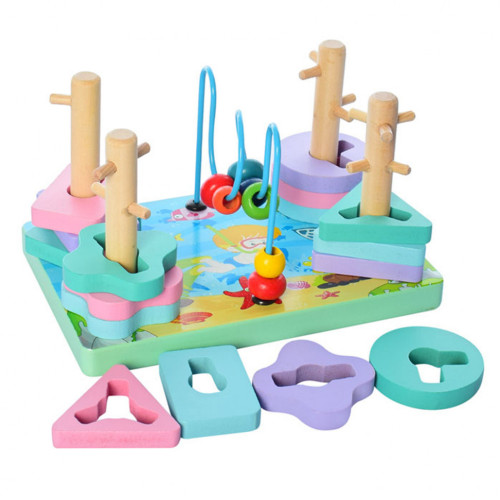 Дерев’яна розвиваюча іграшка Геометрика Tree Toys 2 види (пірамідка/лабіринт), 18-11,5-12 см (MD 2112) — 22392