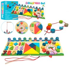 Деревянная развивающая игрушка Tree Toys рыбалка, часы, танграм, цифры, слова на английском (MD 1603)