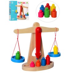 Деревянная развивающая игрушка Весы гири 6 шт, 24-23-10 см (MD 0920)