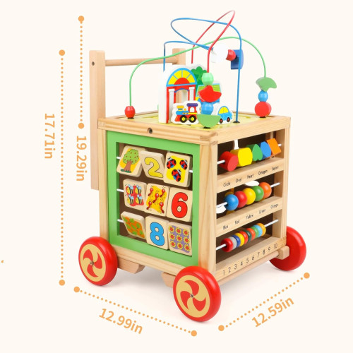 Дерев’яна розвиваюча іграшка Tree Toys каталка, лабіринт, цифри, годинник, рахівниця, 27-27-31 см (MD 2000) — 23812