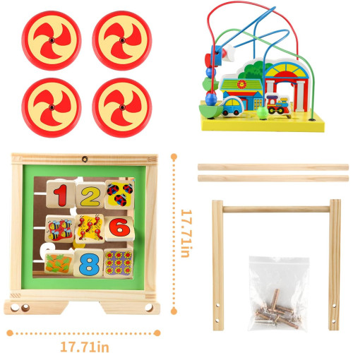 Дерев’яна розвиваюча іграшка Tree Toys каталка, лабіринт, цифри, годинник, рахівниця, 27-27-31 см (MD 2000) — 23812