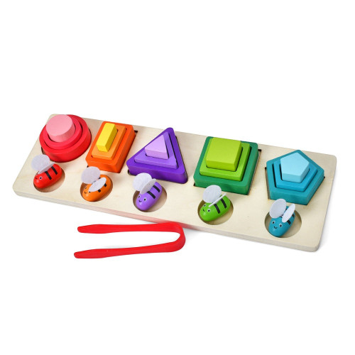 Дерев’яна розвиваюча іграшка Геометрика Tree Toys 15 фігур, 2 види риболовля, дістань бджілку, 32,5-10,5-4,5 см (MD 1983) — 22391