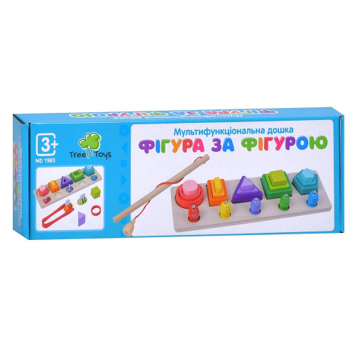 Дерев’яна розвиваюча іграшка Геометрика Tree Toys 15 фігур, 2 види риболовля, дістань бджілку, 32,5-10,5-4,5 см (MD 1983) — 22391