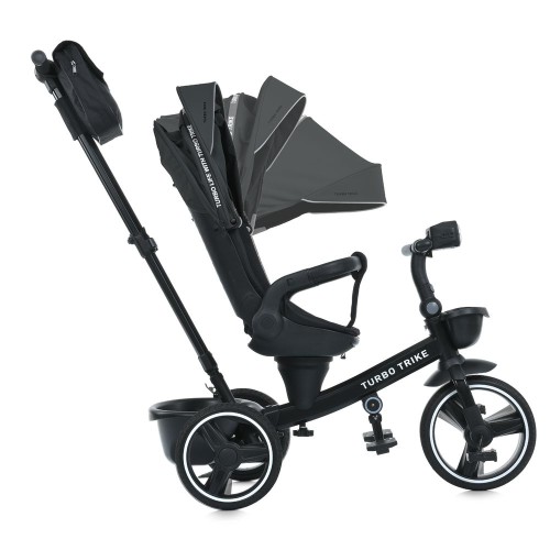 Детский трехколесный велосипед Turbo Trike с родительской ручкой и капюшоном (MT 1002-1 Elegant Black) — 28460