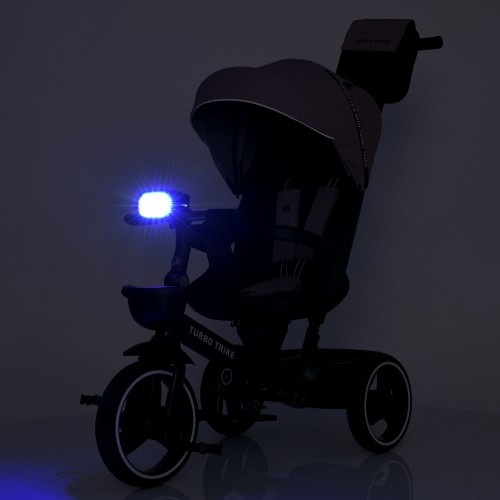 Детский трехколесный велосипед Turbo Trike с родительской ручкой и капюшоном (MT 1002-1 Elegant Black) — 28460