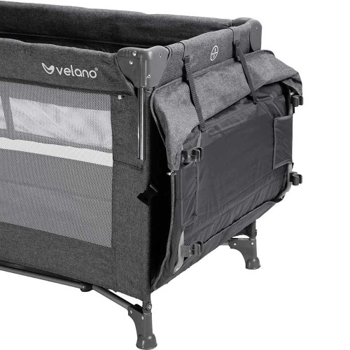 Ліжко-манеж дитяче з другим ярусом Velano Tino Dark grey (46160) — 23203