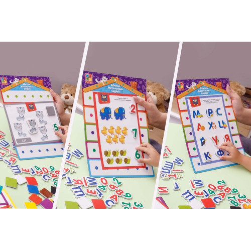 Магнитная игра Vladi Toys с доской 3 в 1 English, Алфавит, Математика (VT5412-04) — 17805
