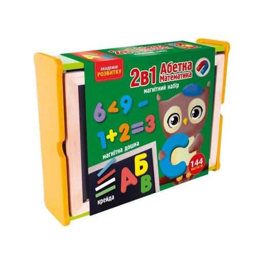 Магнітний набір 2 в 1 Vladi Toys Абетка та математика в дерев'яній коробці (VT5411-17)