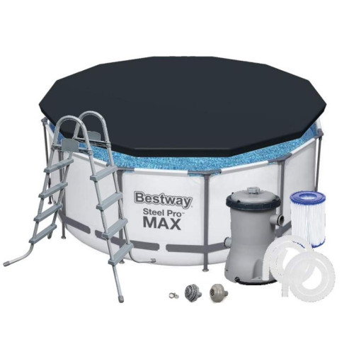 Бассейн каркасный Bestway с фильтром-насосом, тент, лестница, 366-122 см, 10250 л (56420) — 24323