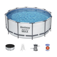 Бассейн каркасный Bestway с фильтром-насосом, тент, лестница, 366-122 см, 10250 л (56420)