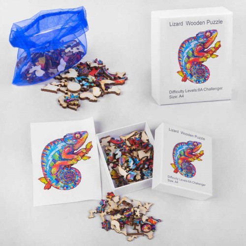 Дерев'яна іграшка Пазли хамелеон (В 36707)