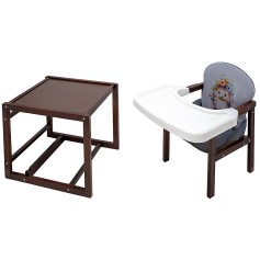 Стульчик-трансформер Babyroom Пеппи тонированный серый/графит (ежик, цветы)