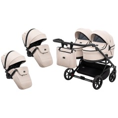 Коляска 2 в 1 для двойни Adamex Leo Duo Eco SA-7 латте