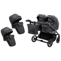 Коляска 2 в 1 для двойни Adamex Leo Duo Eco SA-2 черный